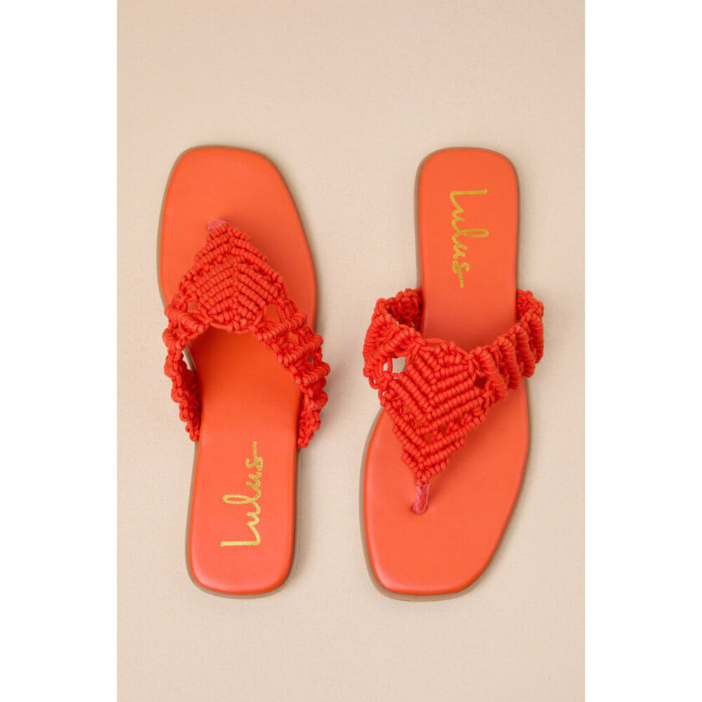 Lulus Alohi Orange Macrame Sandals - Size 8